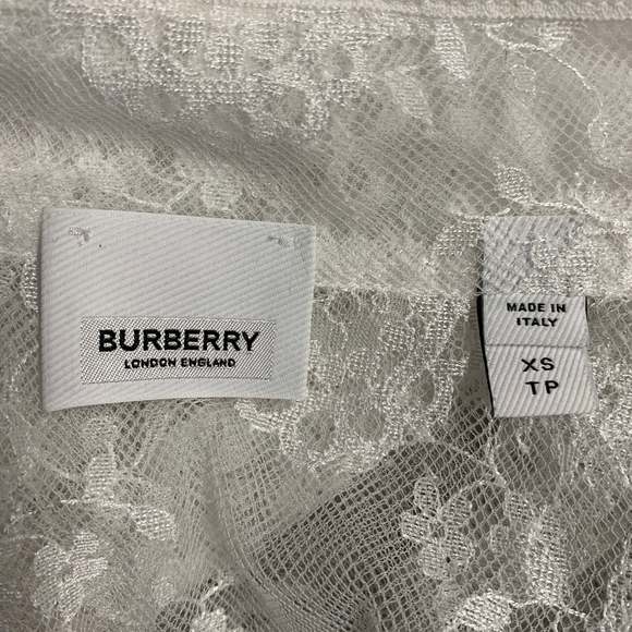 BURBERRY White Lace Viscose Blend Bow Long Sleeve Shirt - Picture 5 of 6
